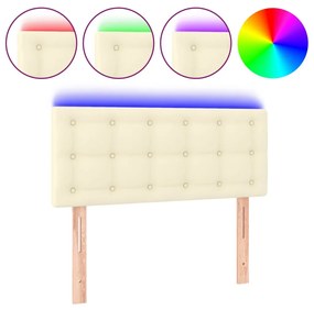 Testiera crema a led 80x5x78/88 cm in similpelle