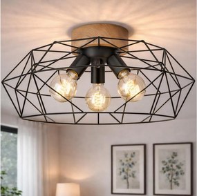 Brilagi - Plafoniera WOODY BASKET 3xE27/60W/230V Ø 60 cm rovere