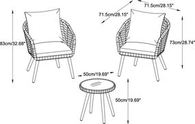 Set di mobili da giardino grigio chiaro in rattan artificiale Bistro – Unique Furniture