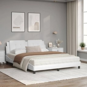 Letto con materasso bianco 160x200 cm in similpelle