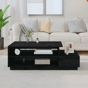 Tavolino Da Salotto Nero 120x50x40,5 Cm Legno Massello Di Pino /