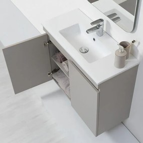 Mobile Bagno Sospeso 2 Ante Tortora L.80cm con Specchio