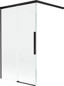 Mexen Rox paravento da vasca 2-ante scorrevole 100 x 150 cm, trasparente, nero - 8C9-100-003-70-00