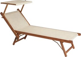 Lettino Prendisole In Alluminio Effetto Legno 61x186x40 Cm Wooden Telo Beige
