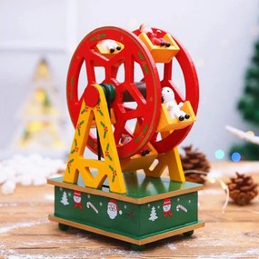 Giostrina Carosello ruota panoramica animato 24cm in legno di colore verde, rosso e giallo Wisdom