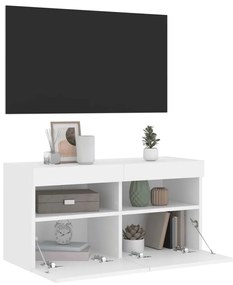 Mobile TV a Parete con Luci LED Bianco 80x30x40 cm