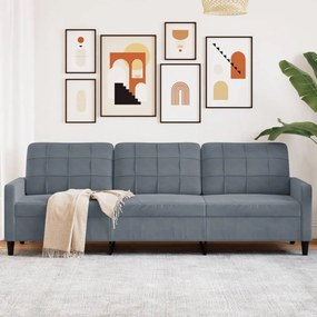 Divano A 3 Posti Grigio Scuro 210 Cm İn Velluto /