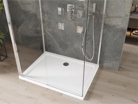Mexen Omega-3S cabina doccia a 3 lati, scorrevole 100x80 cm, trasparente, cromo + piatto Flat - 825-100-080-01-00-3s-4010