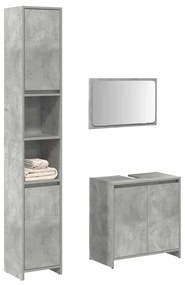 Set Mobili Da Bagno 3 Pz Grigio Cemento İn Legno Multistrato /