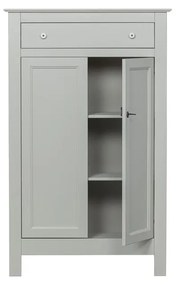 Cassettiera alta con serratura in legno di pino grigio chiaro 93x150 cm Eva - WOOOD