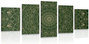 Quadri 5 pezzi – Mandala decorativa dettagliata in verde