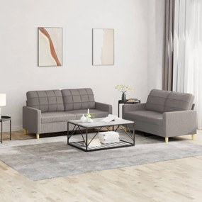 Set Di Divani 2 Pz Con Cuscini Tortora İn Tessuto /