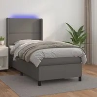 Giroletto Molle con Materasso e LED Grigio 90x190cm Similpellecod mxl 75416