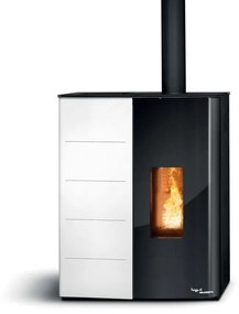 Palazzetti Twiggy 10 Stufa A Pellet Salvaspazio ad aria Ecofire Con Uscita Fumi Superiore in Acciaio Bianco