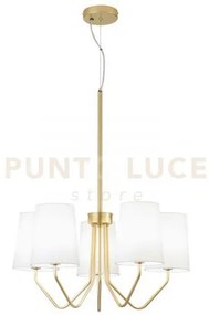 Lampadario a sospensione sally oro 5 luci attacco e14 60x150cm in m...