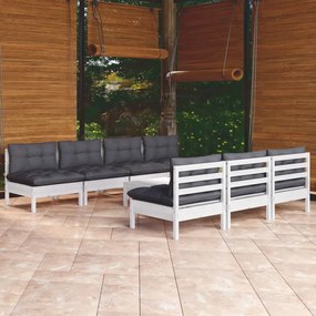 Set divani da giardino 8 pz con cuscini antracite legno di pino