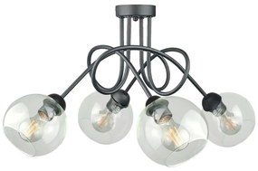 Lampadario a plafone EVIE 4xE27/60W/230V antracite/limpido