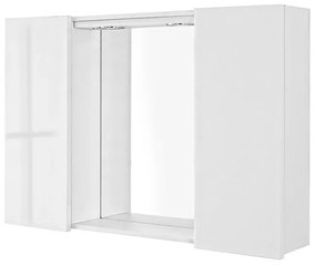 Specchio contenitore LED 91x61 cm bianco lucido con ante laterali Way