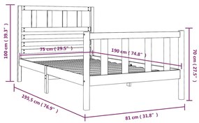 Giroletto Bianco 75x190 cm Small Single in Legno Massello