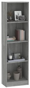 Libreria 4 ripiani grigio sonoma 40x24x143 cm legno multistrato