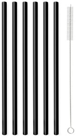 Set di 6 cannucce in vetro nero per bere, lunghezza 20 cm - Vialli Design