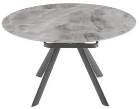 Tavolo in pietra effetto marmo Grigio ROUND con piano girevole D135 cm