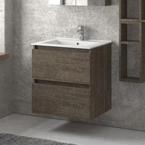 Mobile bagno sospeso 60 cm con lavabo integrato e 2 cassetti TOD-60L - KAMALU