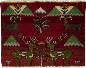 Gabbeh Tappeto 60x50 Rosso (Iran) Annodato A Mano