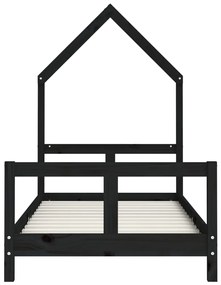 Giroletto per bambini nero 80x160 cm in legno massello di pino