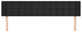 Testiera ad orecchio nera 183x16x78/88 cm in similpelle