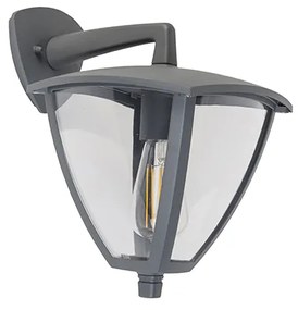 Lanterna da parete classica per esterni con luce verso il basso grigio scuro IP44 - Platar