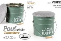 Pouf contenitore industrial latta verde cm 30 x 25 h