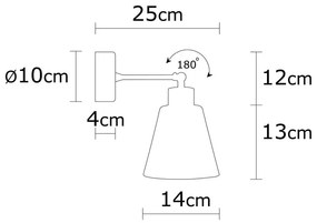 Lampada da parete in nero e naturale ø 14 cm Manavgat - Opviq lights