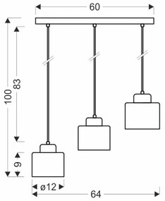 Lampadario a sospensione con filo OLENA 3xE27/60W/230V nero