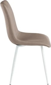 Sedia in ecopelle Tortora con gambe in metallo Bianco - LILY 2 sedie