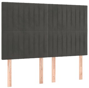 Testiera a led grigio scuro 144x5x118/128cm in velluto