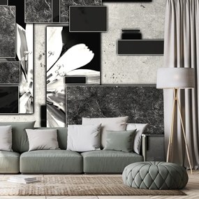 Carta da parati – Astratto floreale in bianco e nero