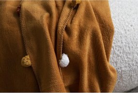 Copriletto color senape in vello 150x200 cm Pom Pom – Mijolnir