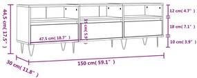 Mobile Porta TV Nero 150x30x44,5 cm in Legno Multistrato