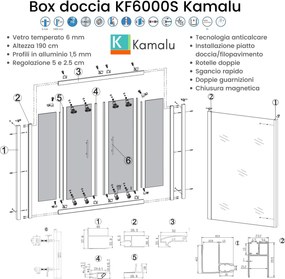 Cabina doccia 90x190 vetro satinato apertura scorrevole | KF6000S - KAMALU