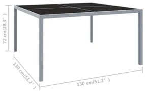 Tavolo da Giardino 130x130x72 cm Grigio in Acciaio e Vetro