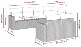 Set divani da giardino 7 pz con cuscini beige in polyrattan