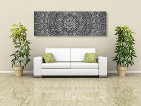 Stampa su tela – Mandala disegnata a mano in bianco e nero