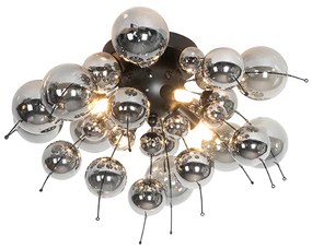 Lampada da soffitto di design nera con vetro fumé a 4 luci - Explode