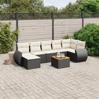 Set Divani da Giardino con Cuscini 8 pz Nero in Polyrattan 3225111