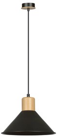 Sospensione Nordica 1 Luce Chandra In Acciaio Nero E Legno