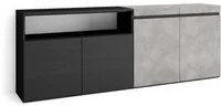 Credenza Mobile Cucina 200x75x35cmcon 4 Porte grande stoccaggio, Stile moderno, colore Cemento