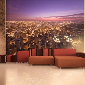 Fotomurale  Chicago by night  Colore Arancione, Dimensioni e Misure 250x193