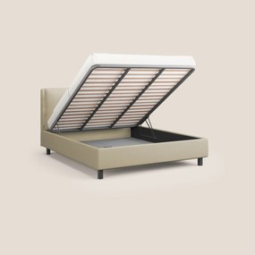 Emma letto contenitore con cuscini mobili in microfibra smacchiabile T11 panna