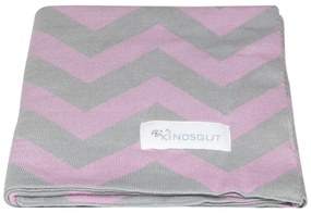Coperta in cotone rosa-grigio Zigzag, 80 x 100 cm - Kindsgut